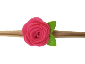 1.5" Fuchsia Felt flower Rose Headband