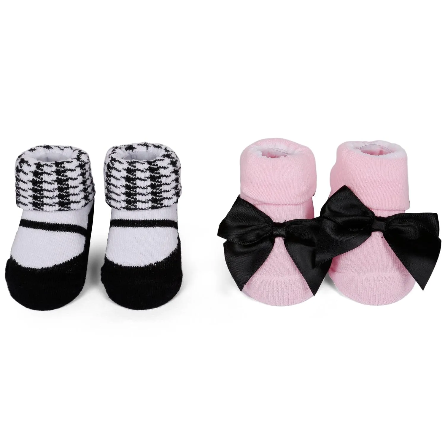 3 Headbands And 2 Pair Socks Gift Set Houndstooth Pink White