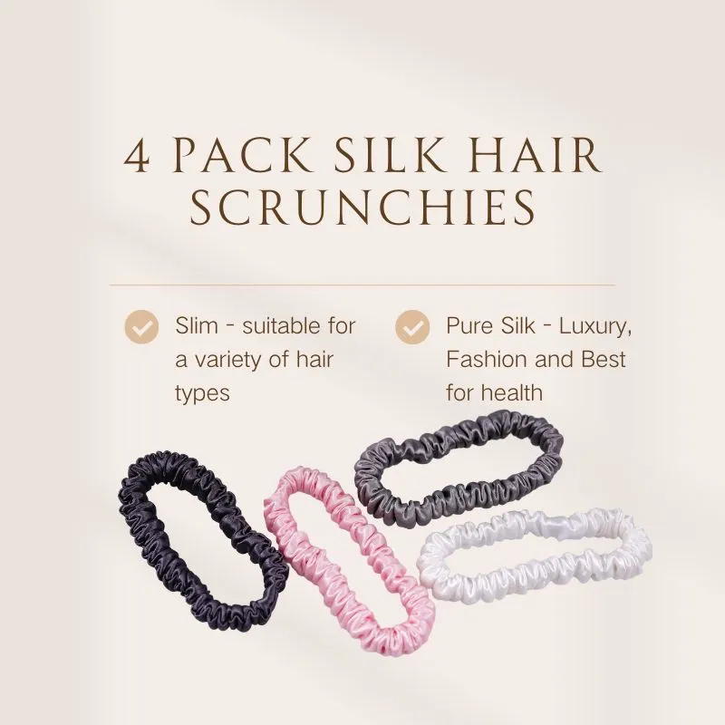 4 Pack Skinny Silk Hair Ties - Classic - dropshipping