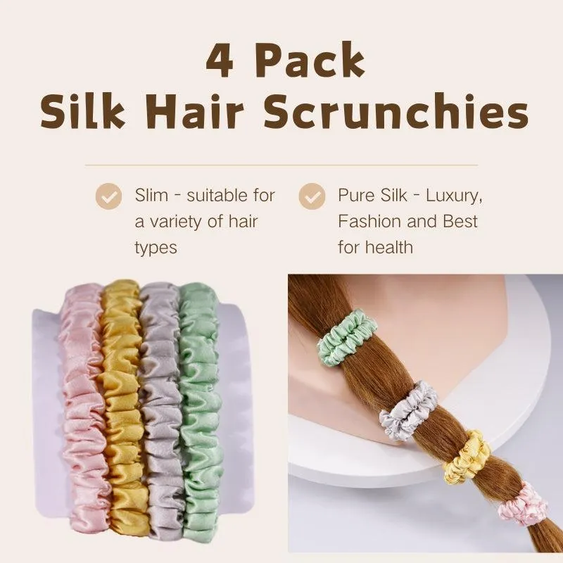 4 Pack Skinny Silk Hair Ties - Macaroon - dropshipping