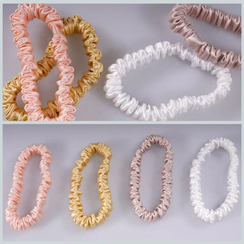 4 Pack Skinny Silk Scrunchies - Cute - dropshipping