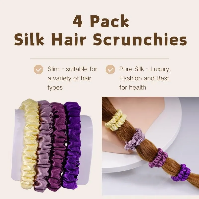 4 Pack Skinny Silk Scrunchies - Noble - dropshipping