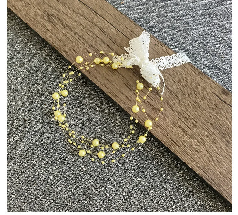 Babymoon Baby Girl' s Pearl Designer Headband | Girls Hair Accessories | Yellow