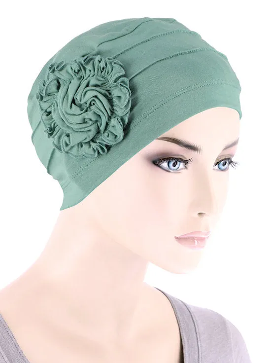 Bamboo Pleated Sunflower Cap Sage Green