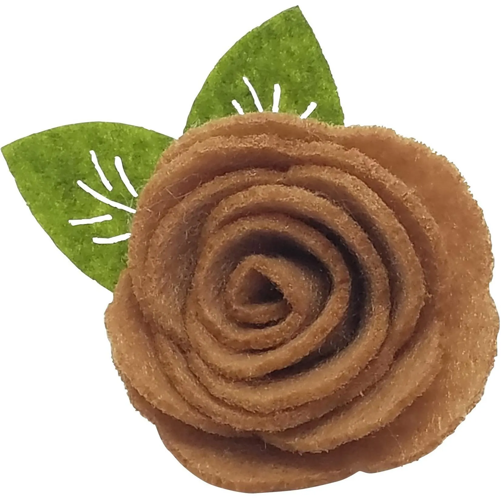 Beige/Brown 1.5" Felt Flower Rose Clip