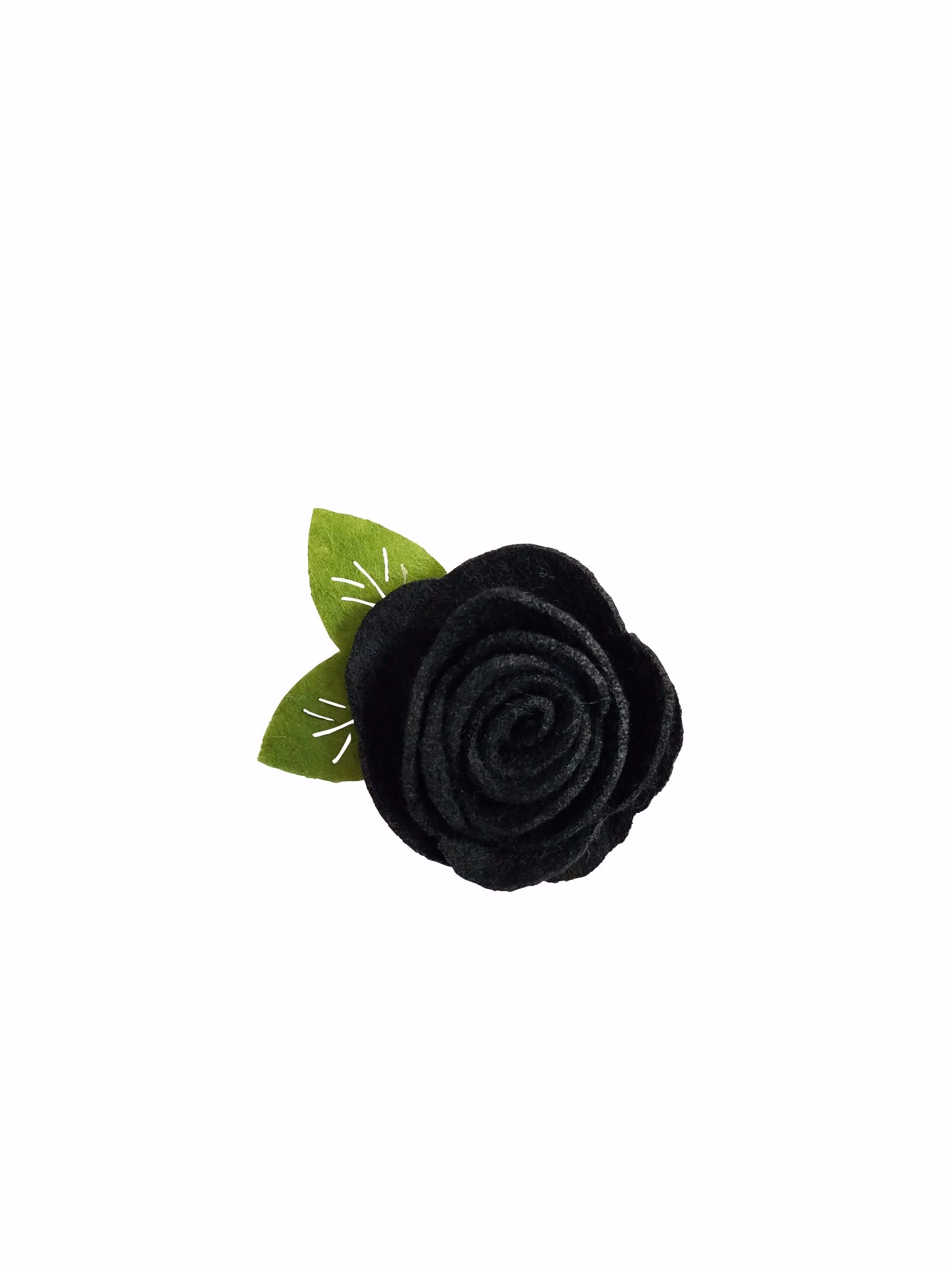 Beige/Brown 1.5" Felt Flower Rose Clip