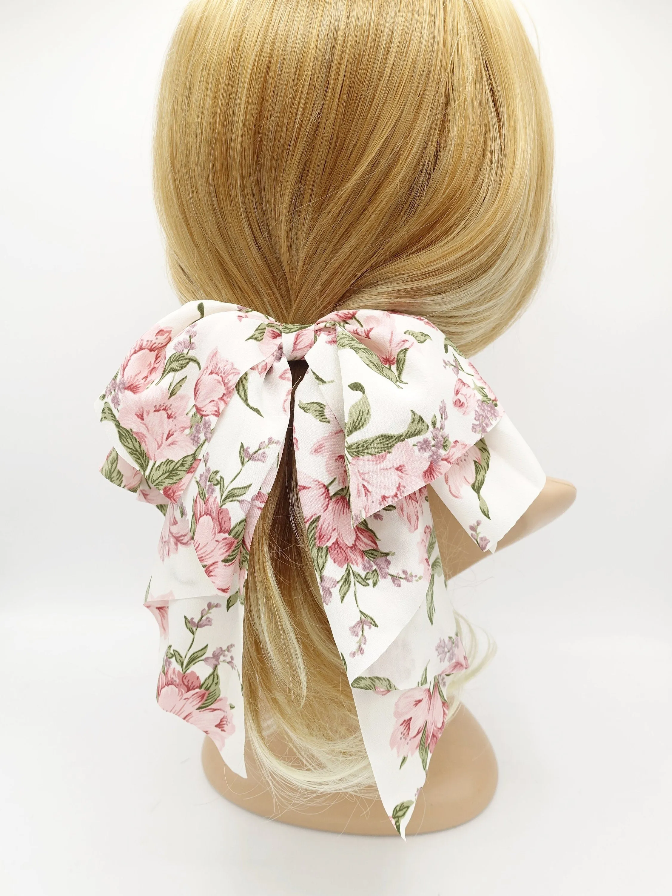 big floral hair bow drape tail barrette women hair accessory