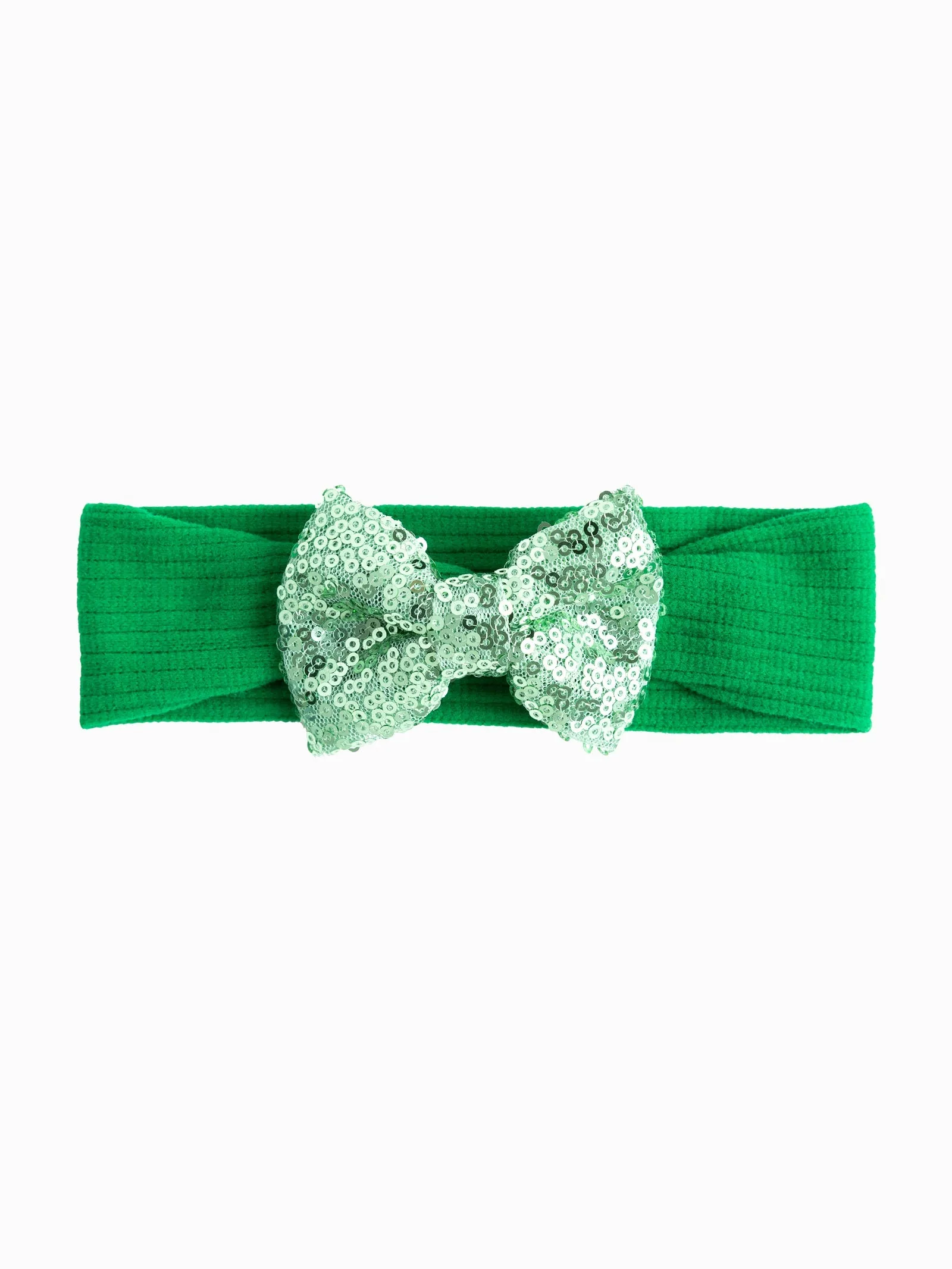 Big Sequined Bow Headband - Green