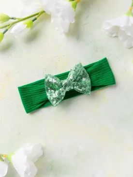 Big Sequined Bow Headband - Green