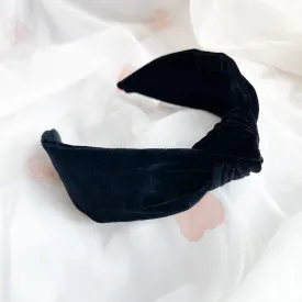 Black Cotton Velvet Knot Headband