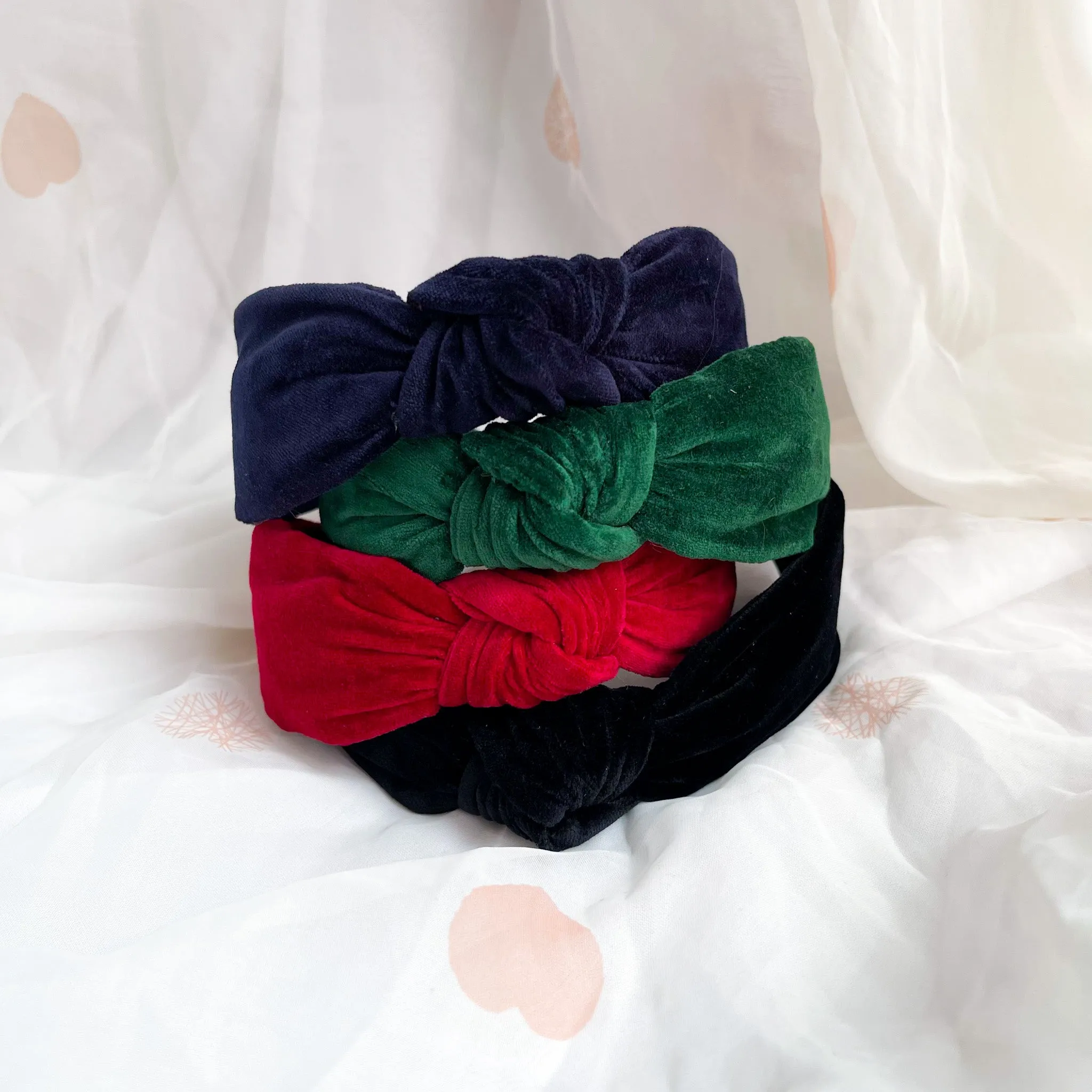 Black Cotton Velvet Knot Headband