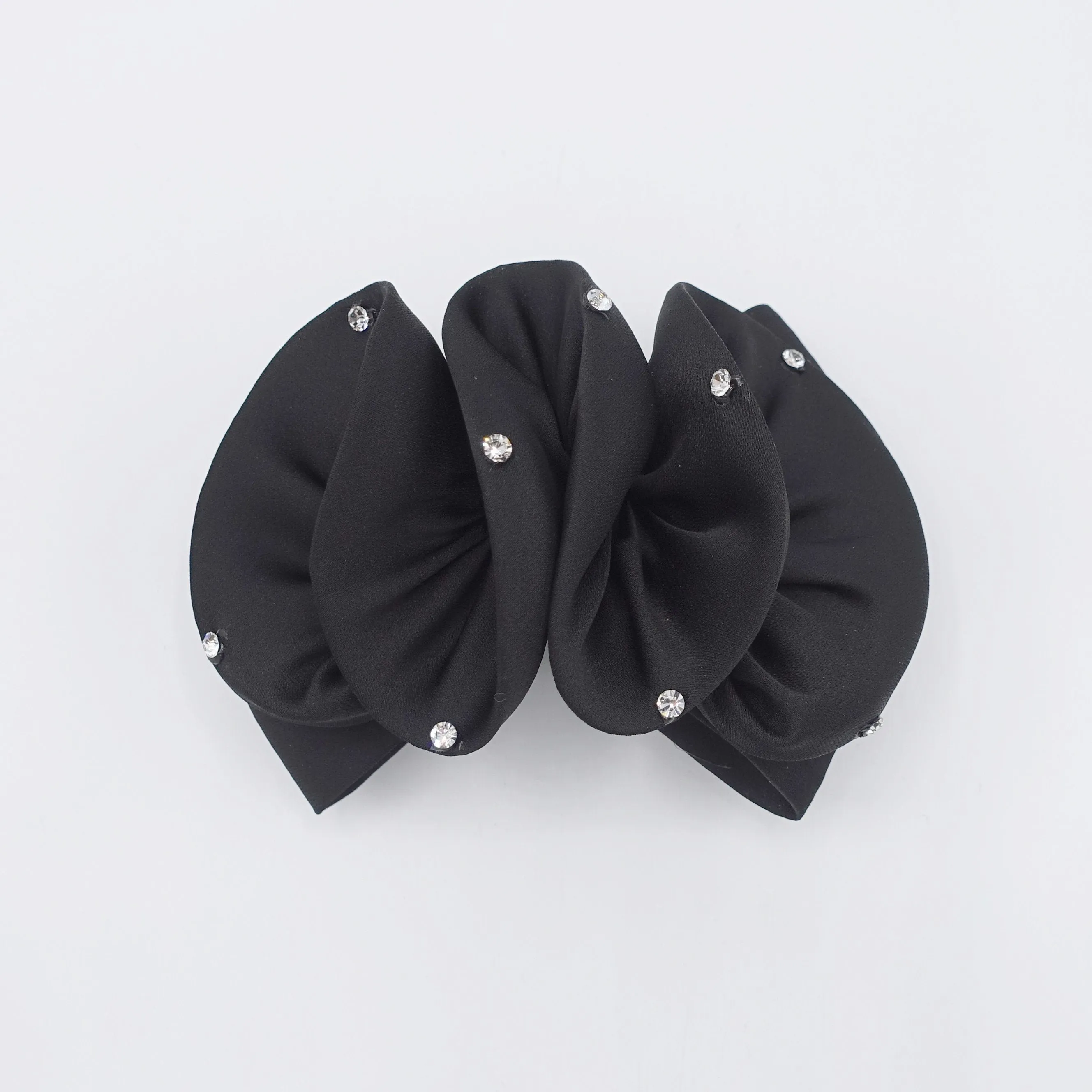 black satin wave hair bow for women