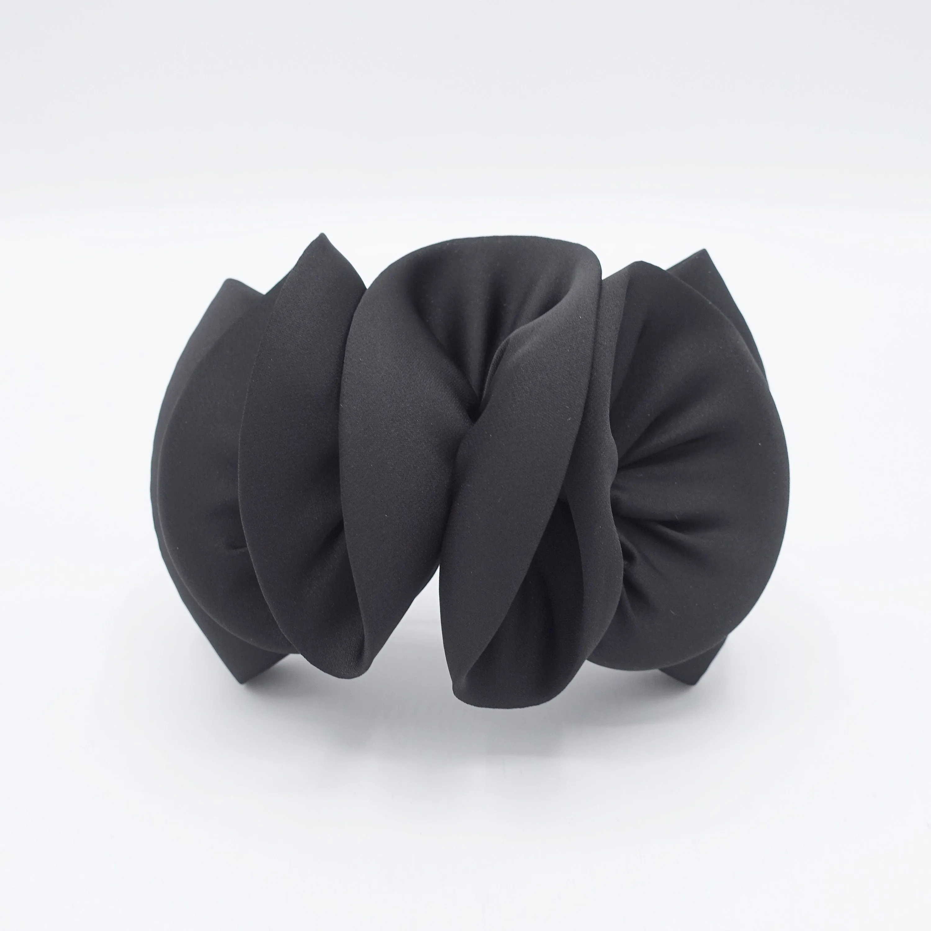 black satin wave hair bow for women