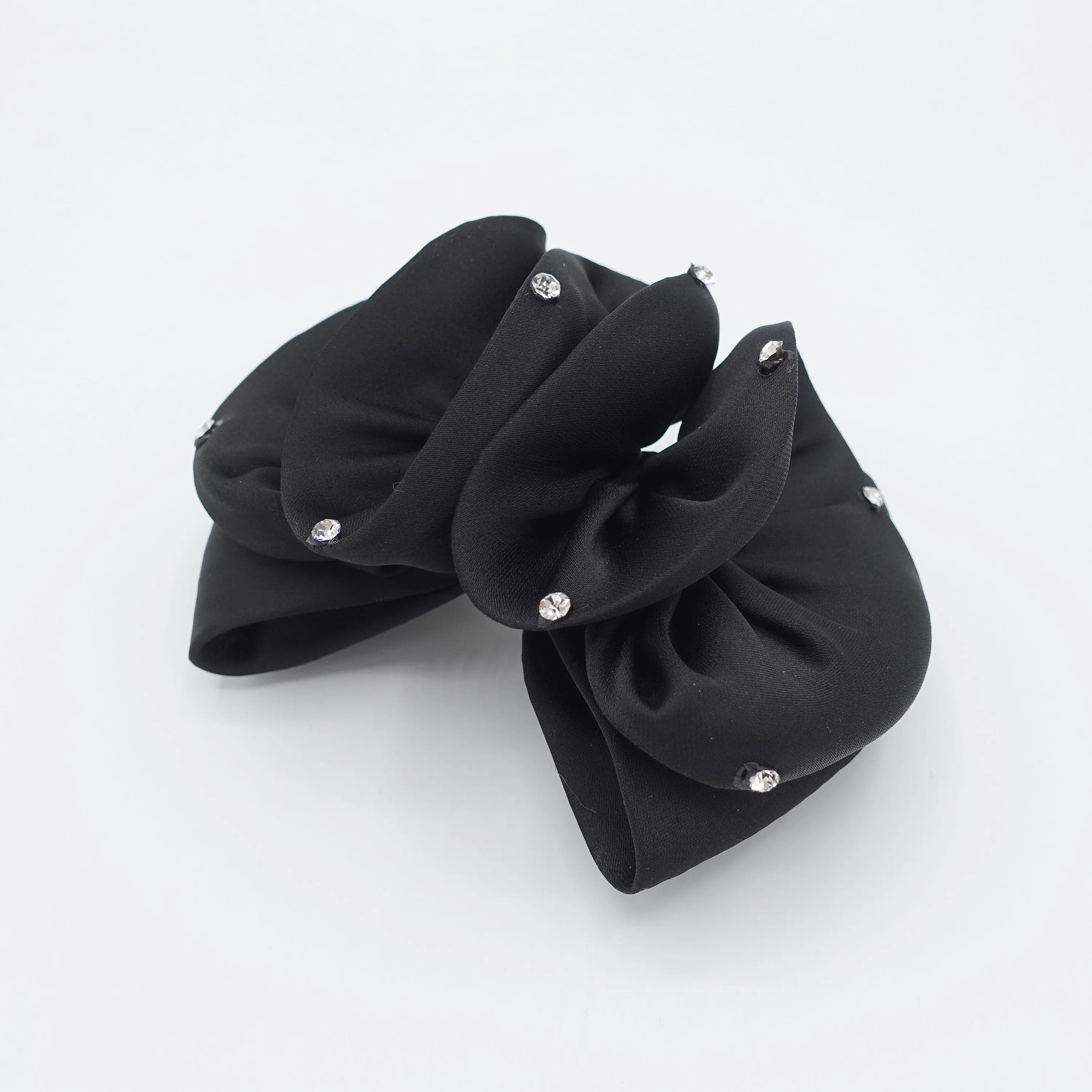 black satin wave hair bow for women