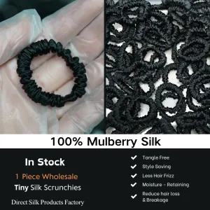 Black Silk Scrunchie Tiny - For Adult / Baby / Toddlers