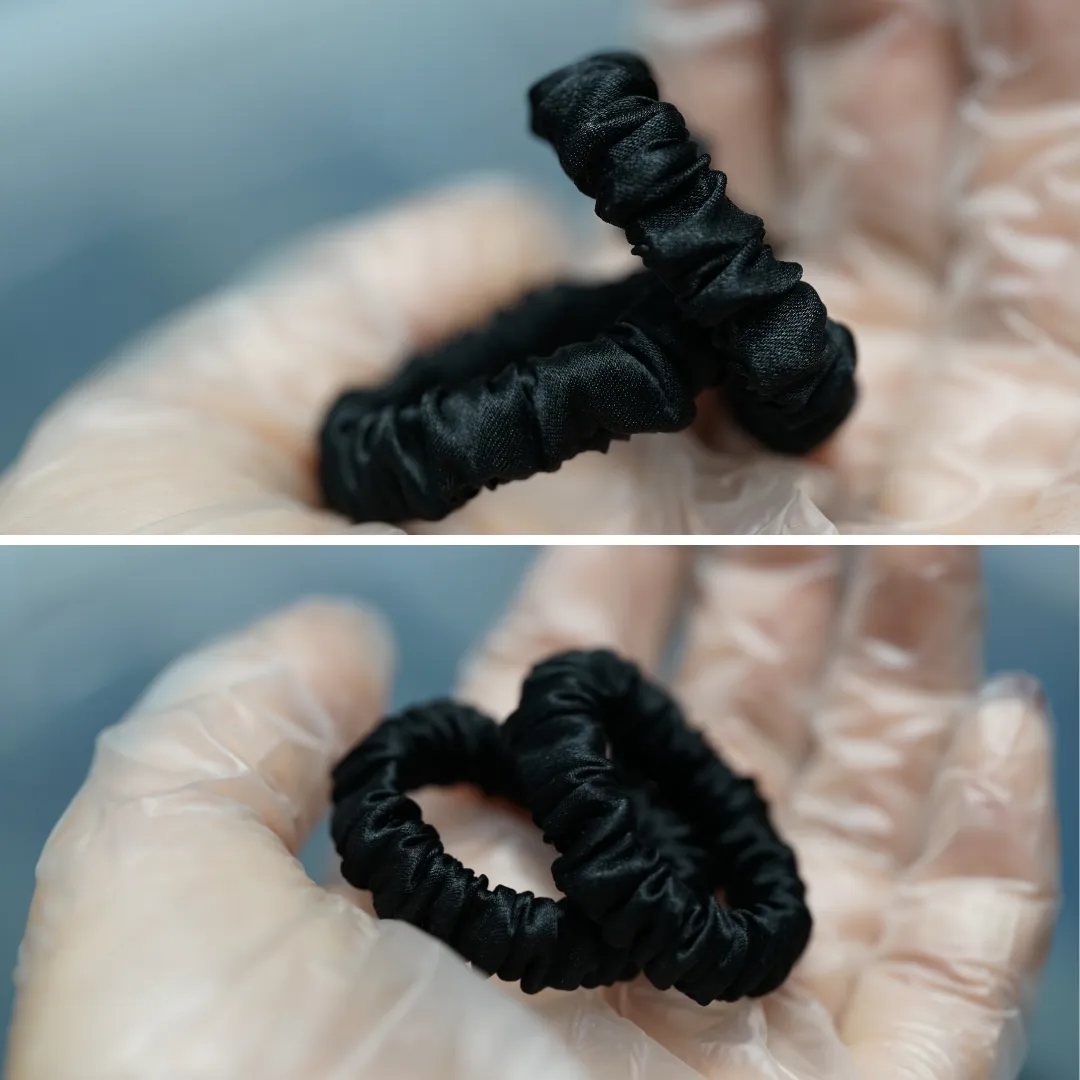 Black Silk Scrunchie Tiny - For Adult / Baby / Toddlers