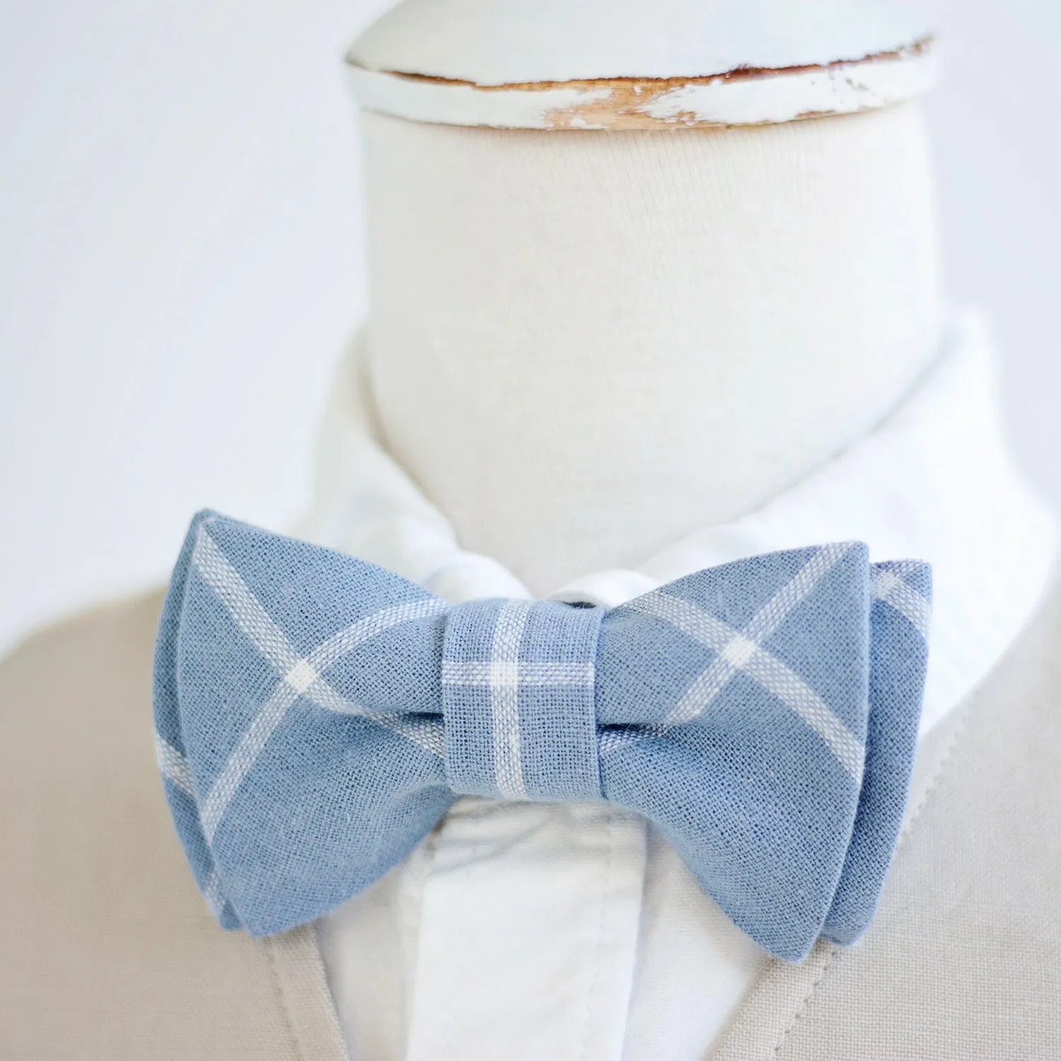 Boy's Pocket Square / Chambray Linen Window Pane