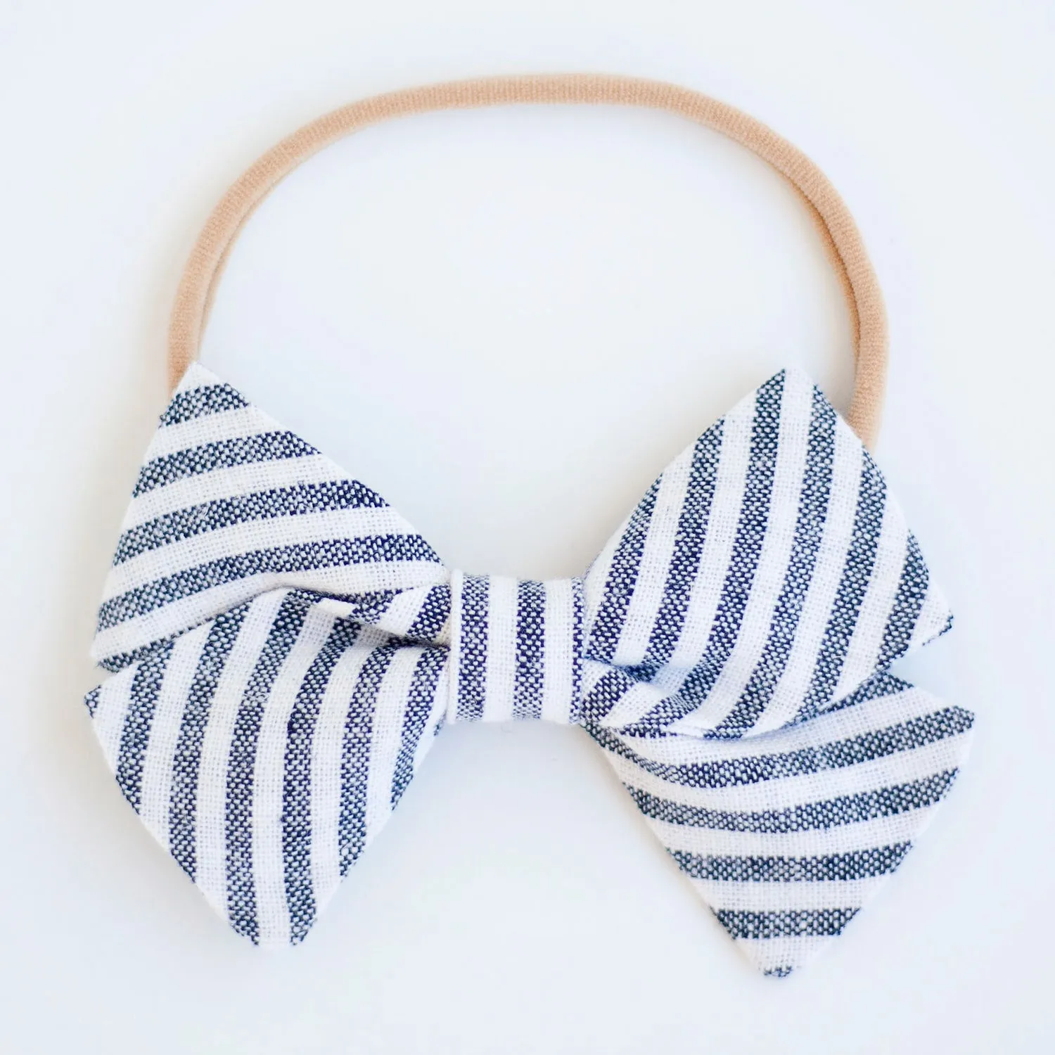 Boy's Pocket Square / Navy Linen Stripe