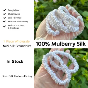 Bright White silk scrunchies mini