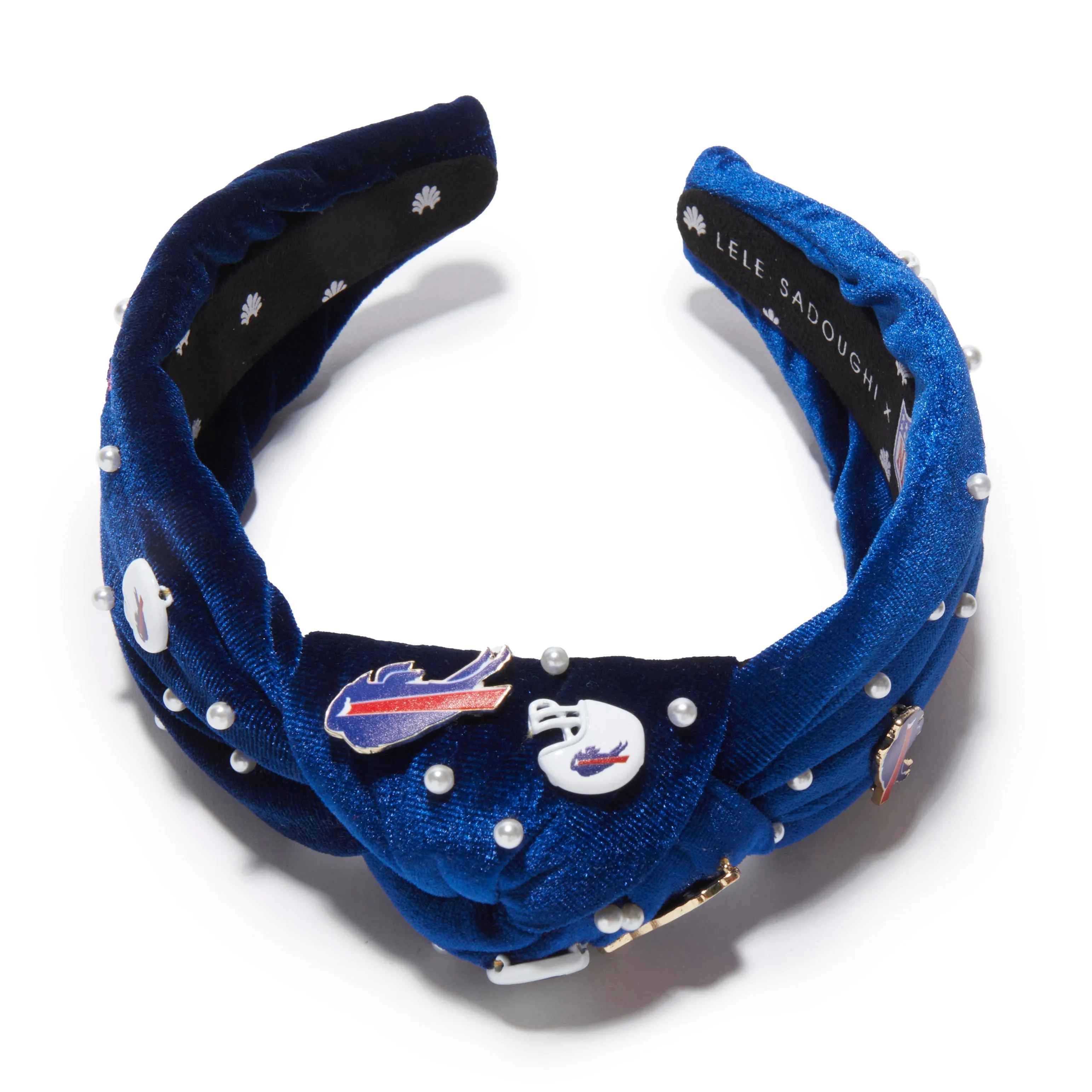 BUFFALO BILLS LELE SADOUGHI X NFL BLUE EMBELLISHED KNOTTED HEADBAND