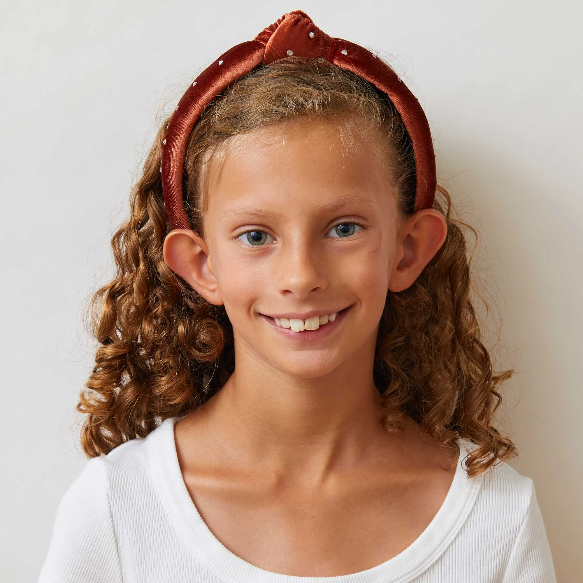 CEDAR BROWN KIDS CRYSTAL VELVET KNOTTED HEADBAND