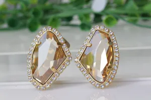 Champagne clip on earrings