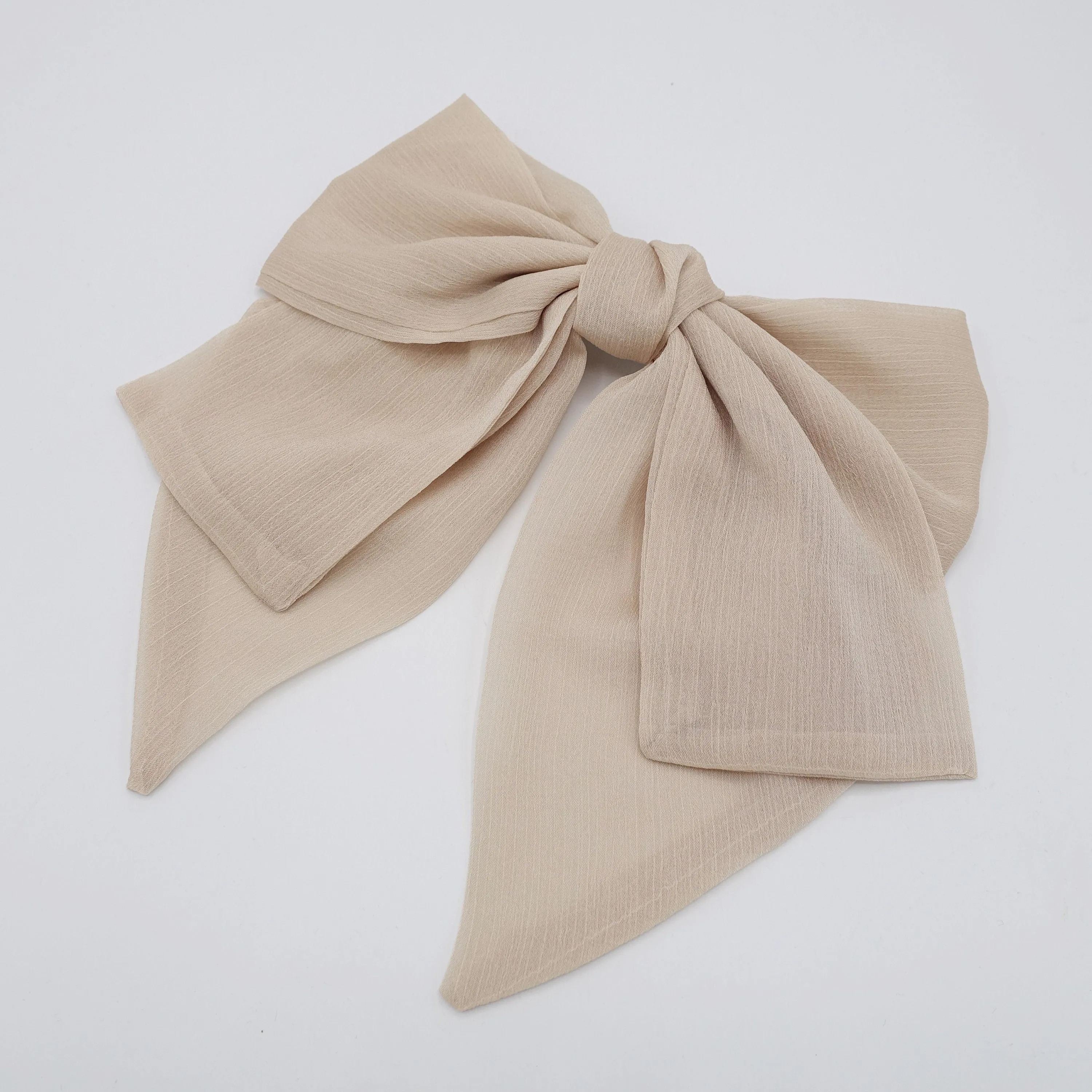 chiffon 2 tails hair bow large hair accessory for women