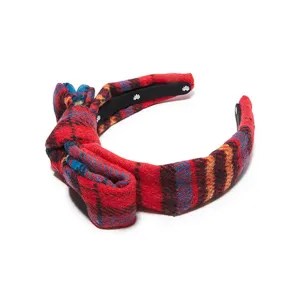 CRIMSON PLAID KIDS FLANNEL HOLLY KNOTTED HEADBAND