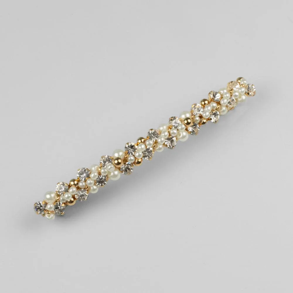 Crystal & Pearl Mixed Barrette Clip