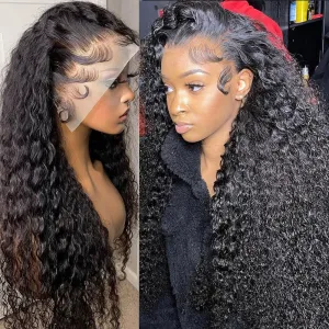 Curly Lace Front Wig Deep Kinky Curly Human Hair Wigs Brazilian Bleached HD Transparent Lace Frontal Closure Wig For Women