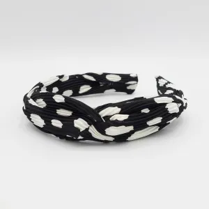 dalmatian print pleated headband hand sewn cross pattern hairband women hair accessory