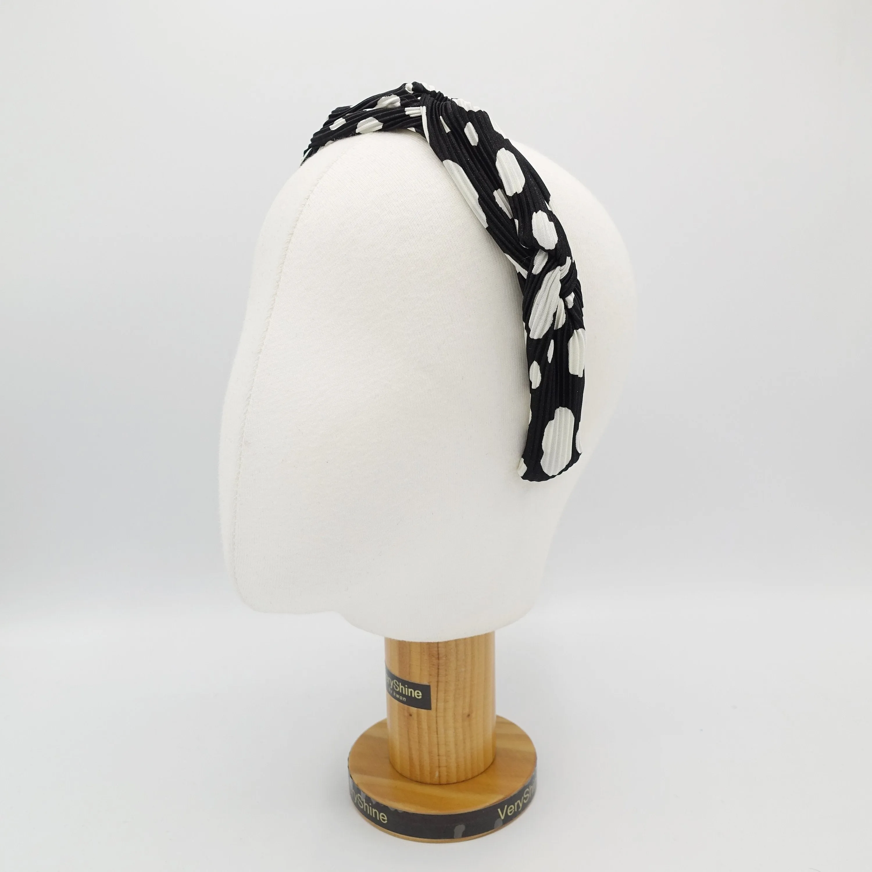 dalmatian print pleated headband hand sewn cross pattern hairband women hair accessory