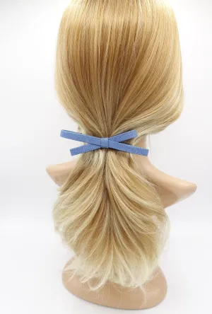 denim bow barrette, casual hair barrette, daily hair bow for women