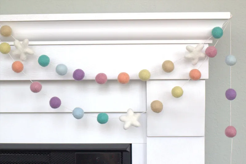 Easter Spring Felt Ball & Star Garland