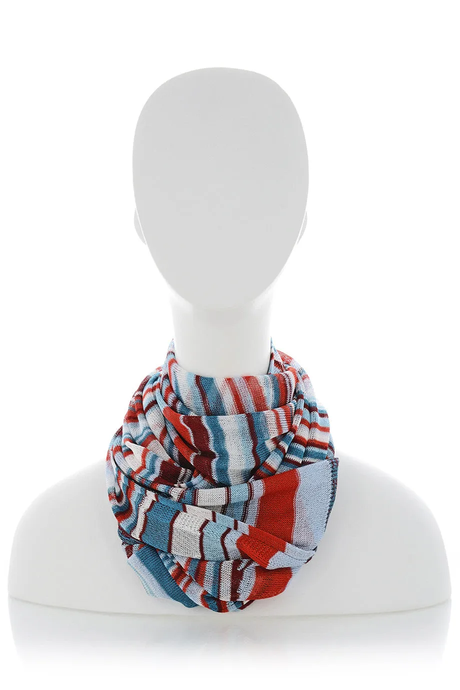 EDITH Indigo Red Viscose Knitted Woman Scarf