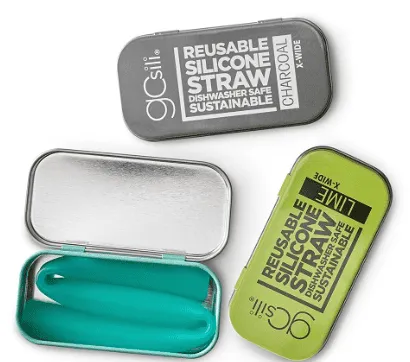 Extra-Wide Reusable Silicone Straw and Travel Case