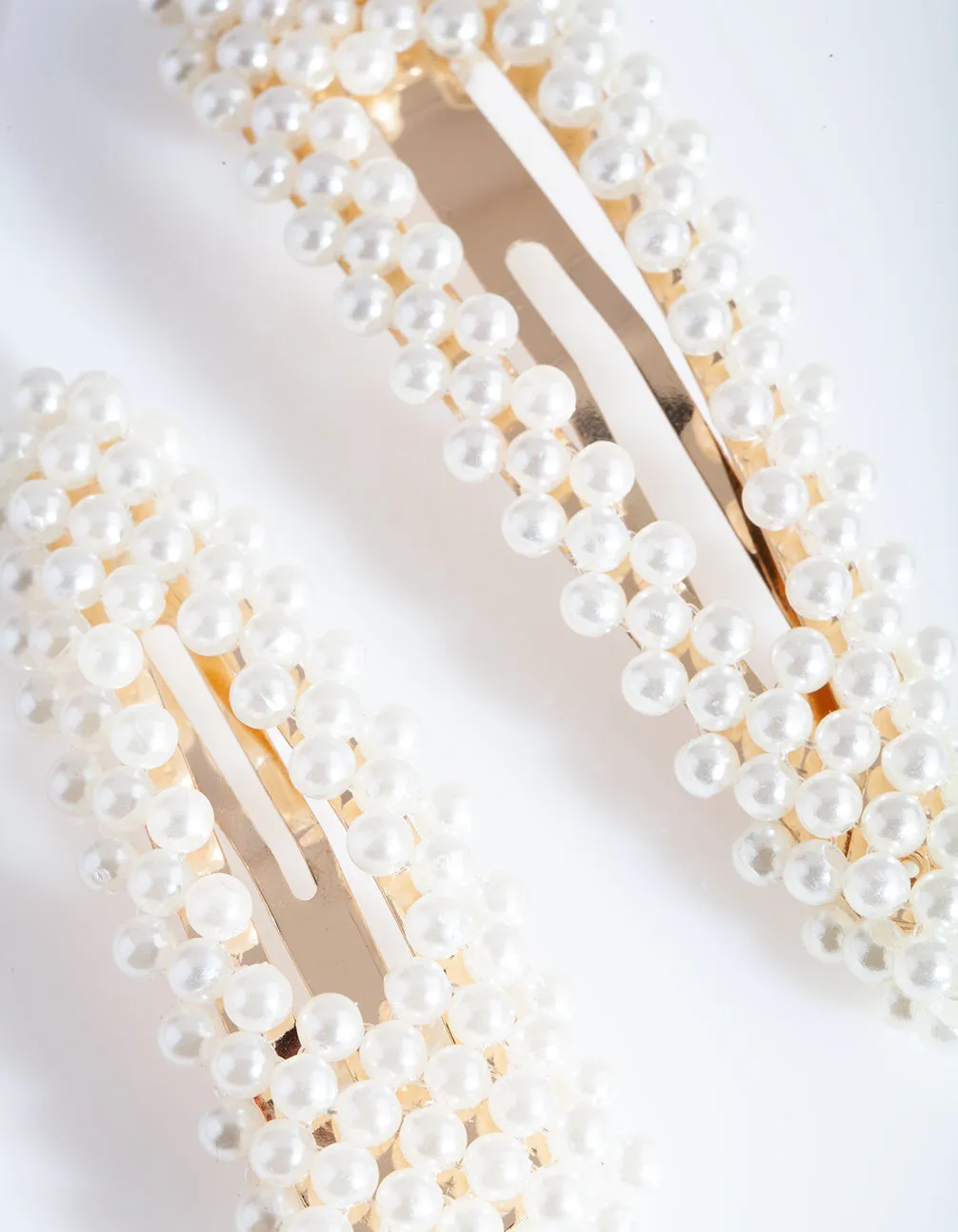 Gold Pearl Triangle Hair Clip Duo