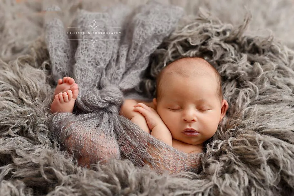 Gray Sunflower Mohair Knit Baby Wrap