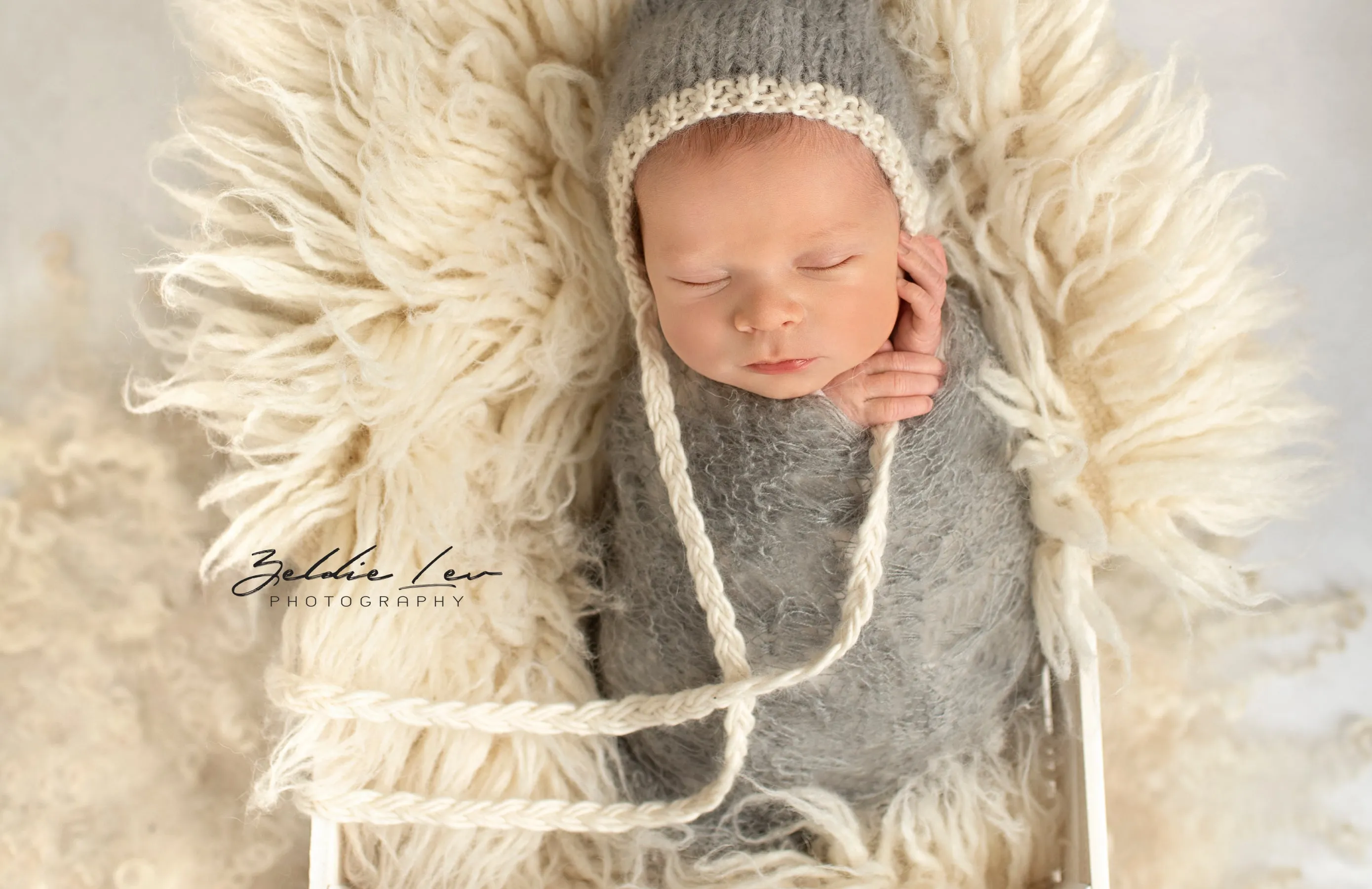 Gray Sunflower Mohair Knit Baby Wrap