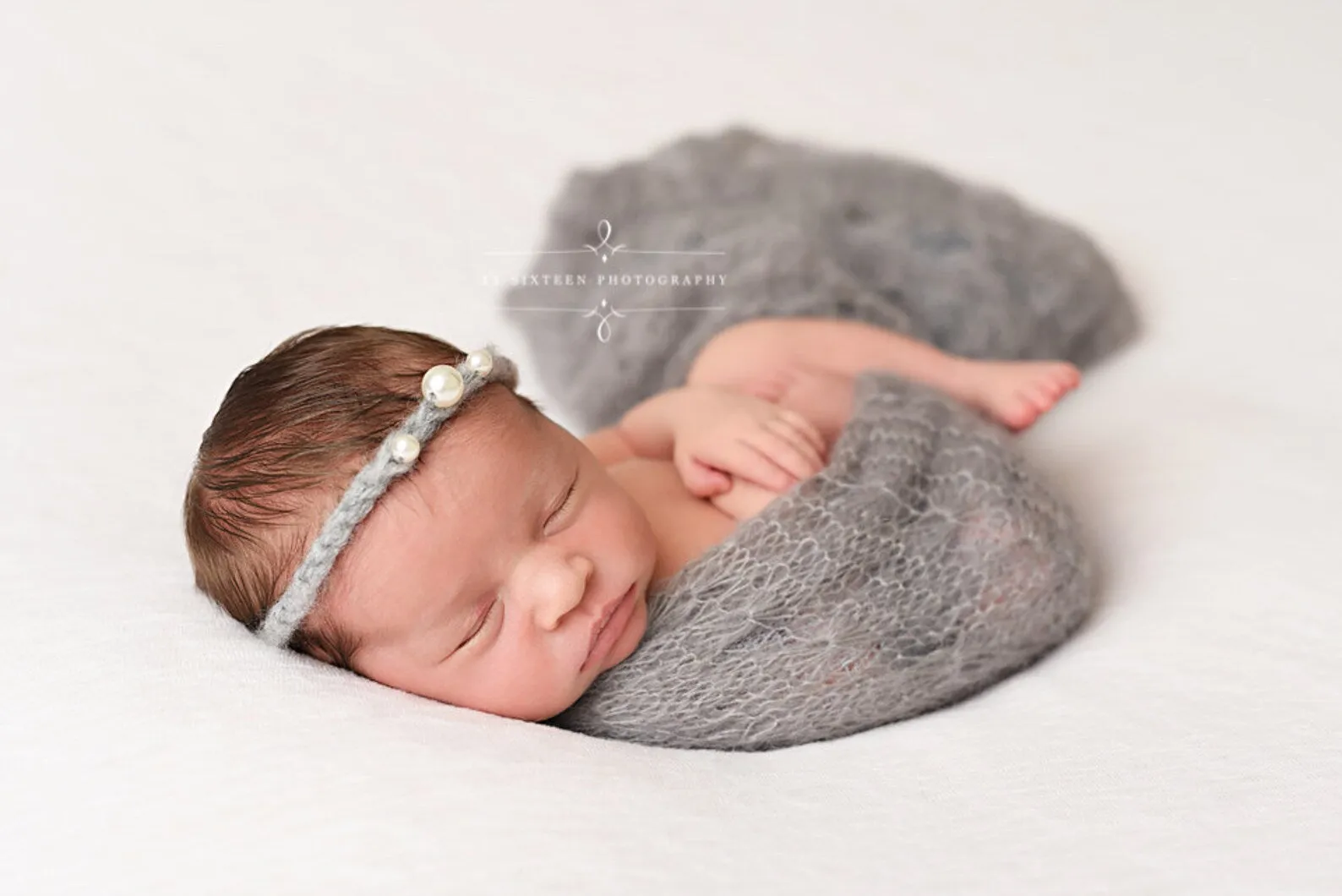 Gray Sunflower Mohair Knit Baby Wrap