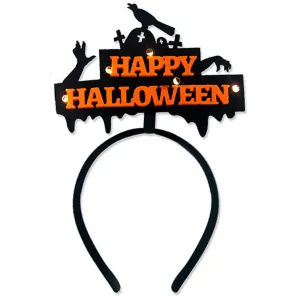 Halloween Headbands - LED Light-Up costume Party Accessories Pumpkin, Graveyard, Dripping Horror, and Spider Web Themes (Crow Ghost Hand)