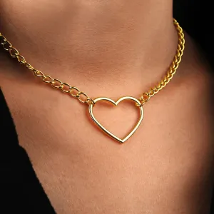 Hollow Heart Women Statement Dainty Pendant Necklake