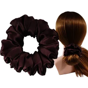 Large Silk Scrunchies Fluffy - Brown