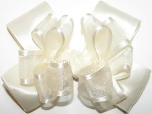 Light Ivory Organza Satin Hair Bow