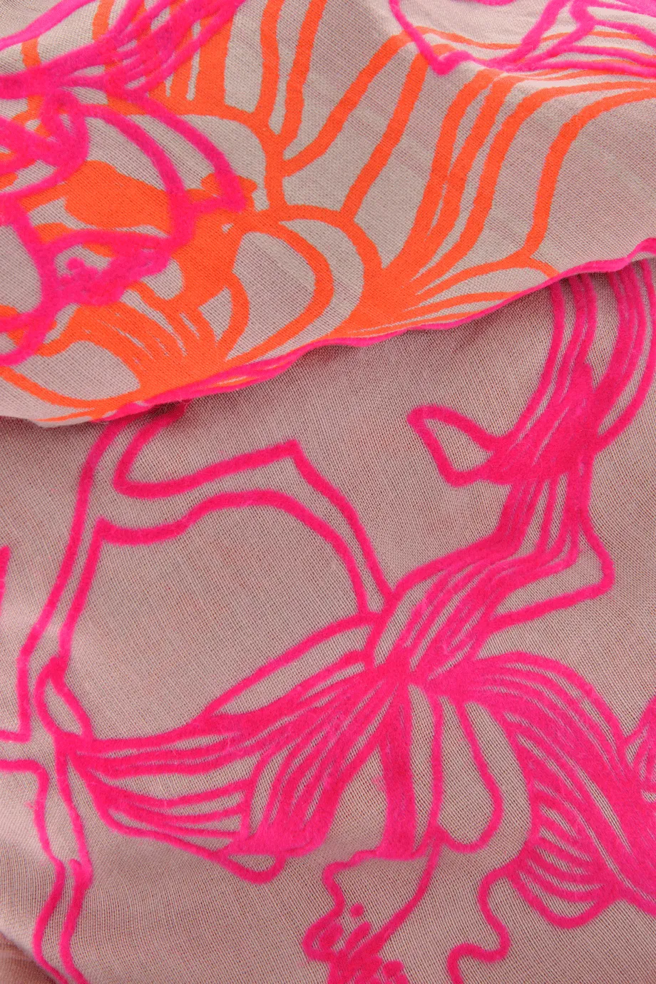 LILLIES Fluo Pink Flock Silk Cotton Woman Scarf