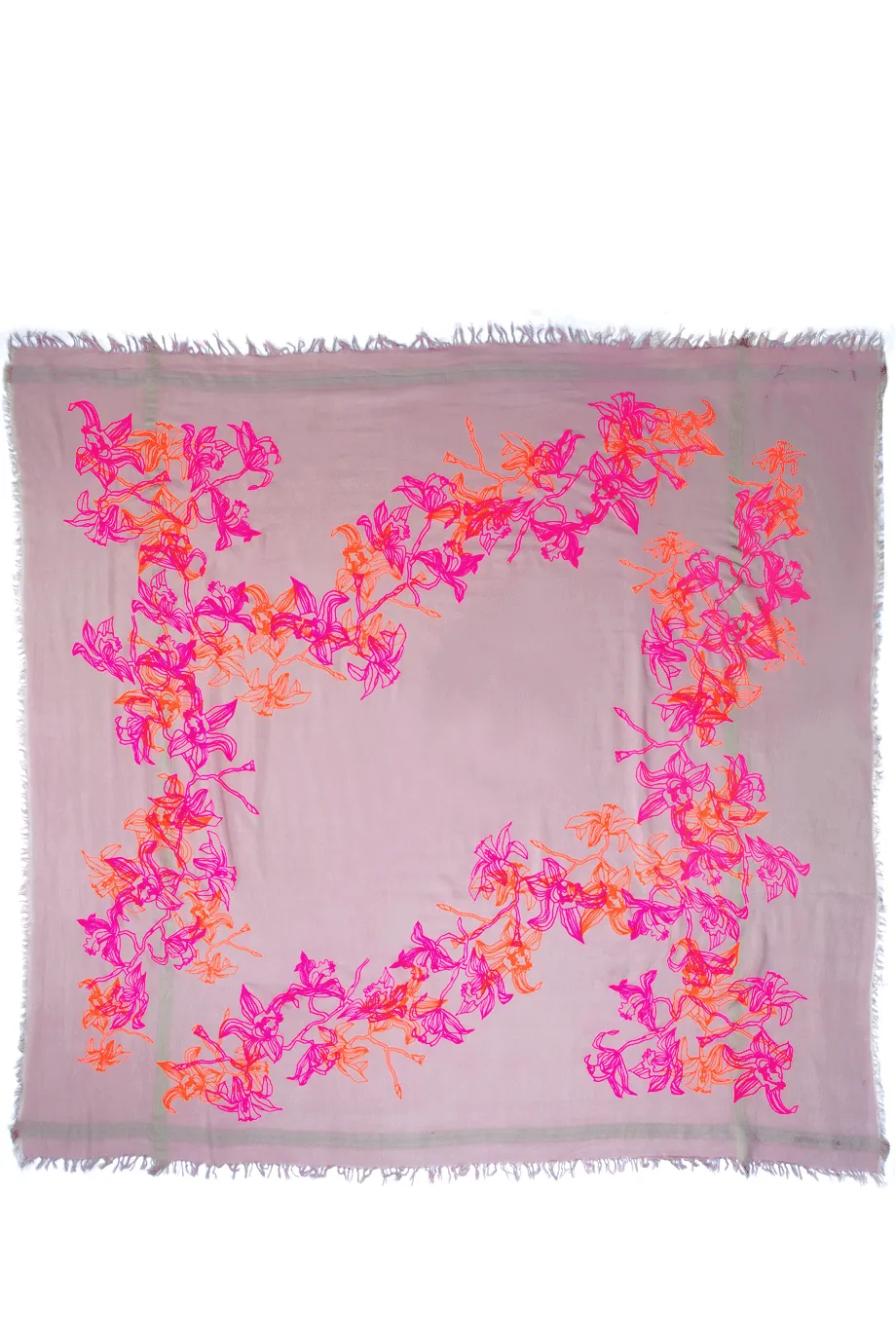 LILLIES Fluo Pink Flock Silk Cotton Woman Scarf