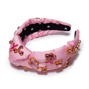 LIPSTICK PINK BREAST CANCER AWARENESS JEWELED KNOTTED HEADBAND