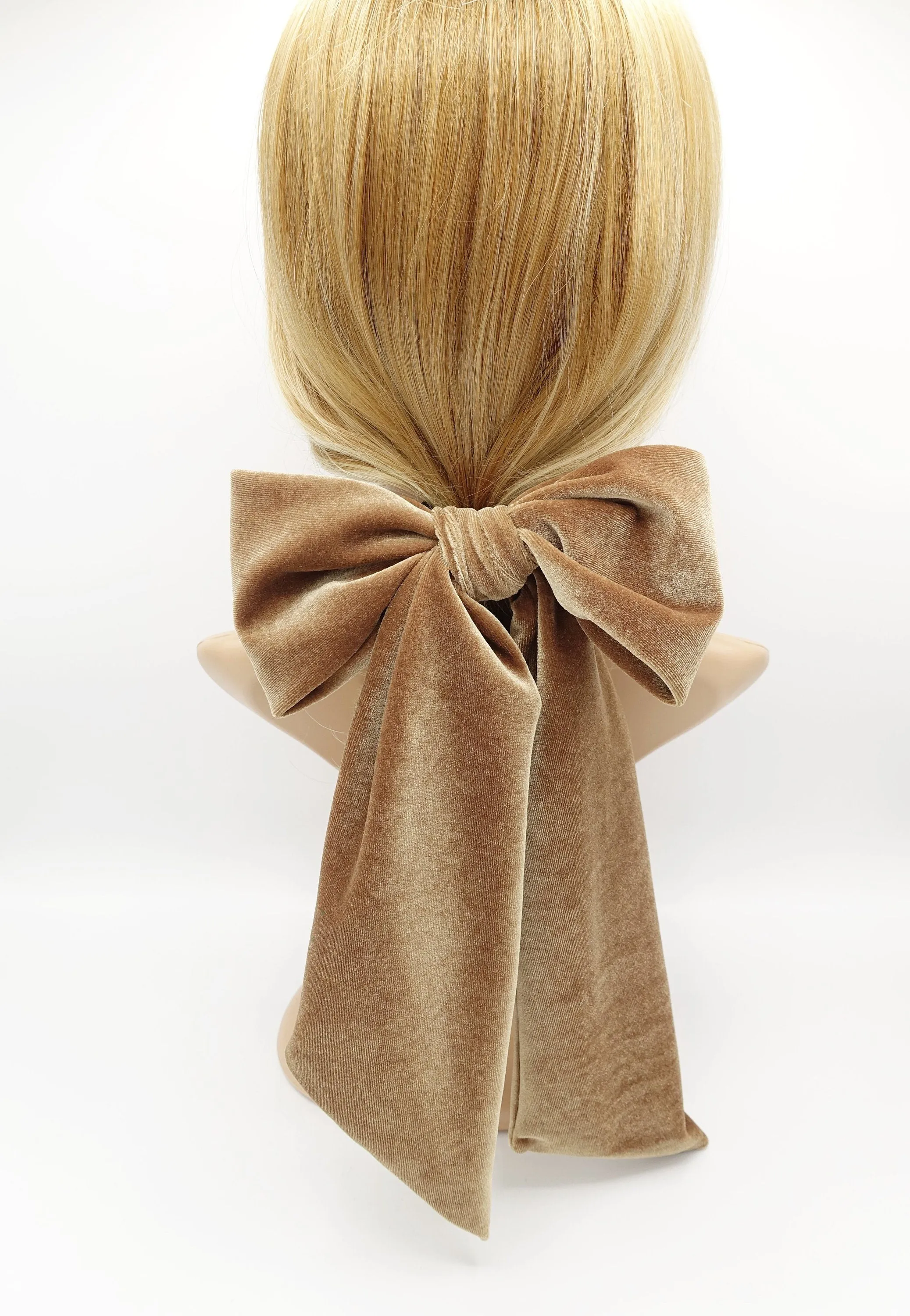 long giant velvet bow hair elastic ponytail holder