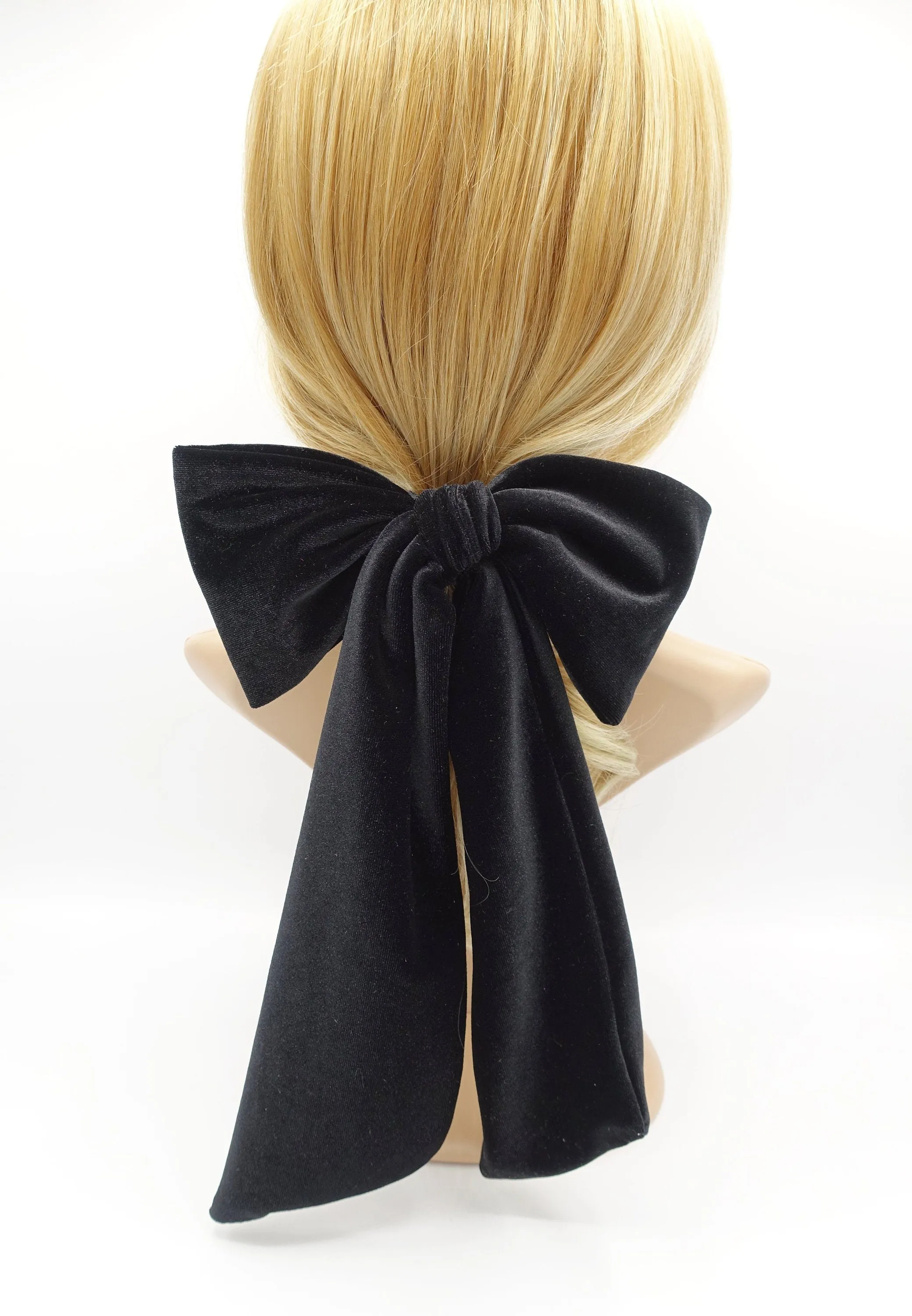 long giant velvet bow hair elastic ponytail holder