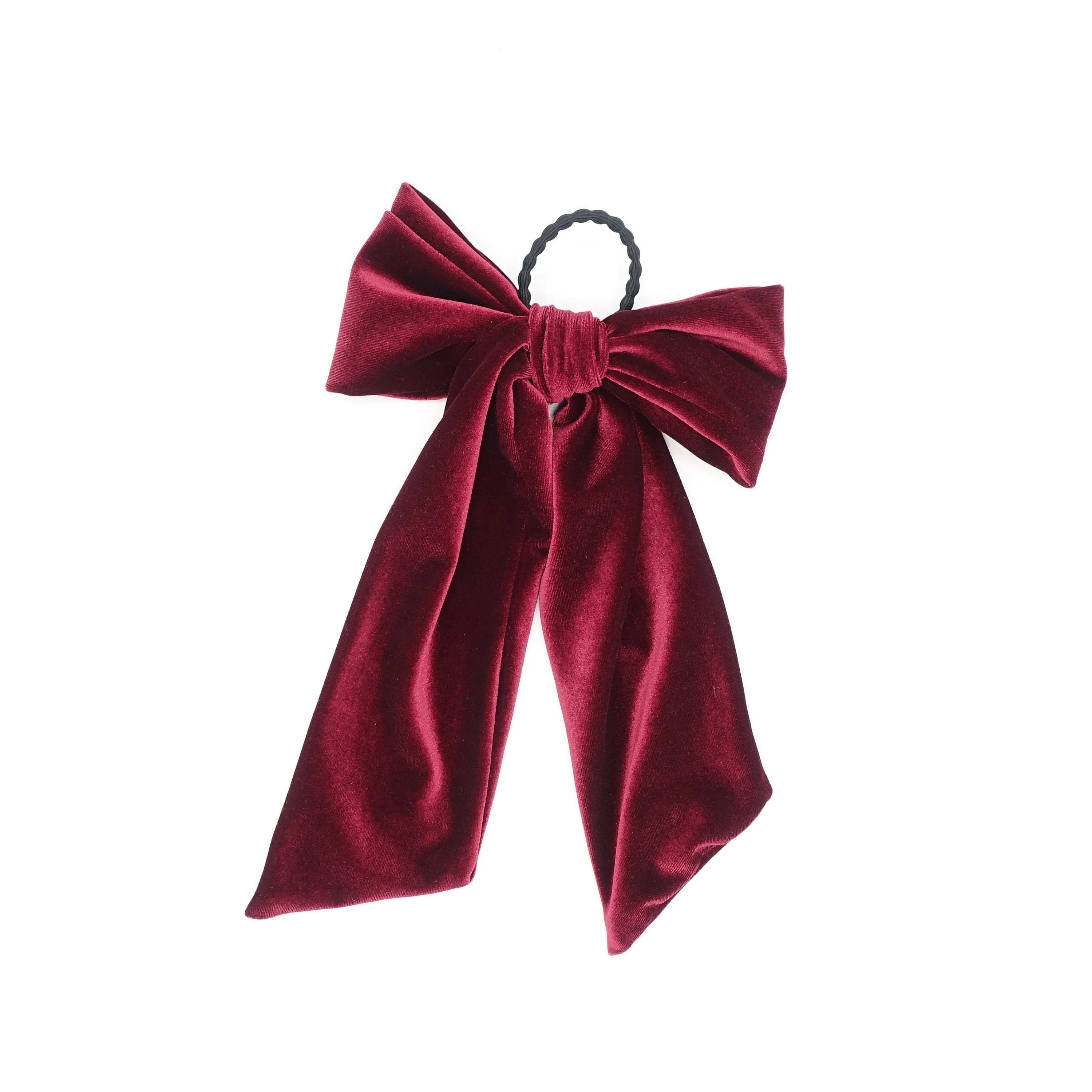 long giant velvet bow hair elastic ponytail holder